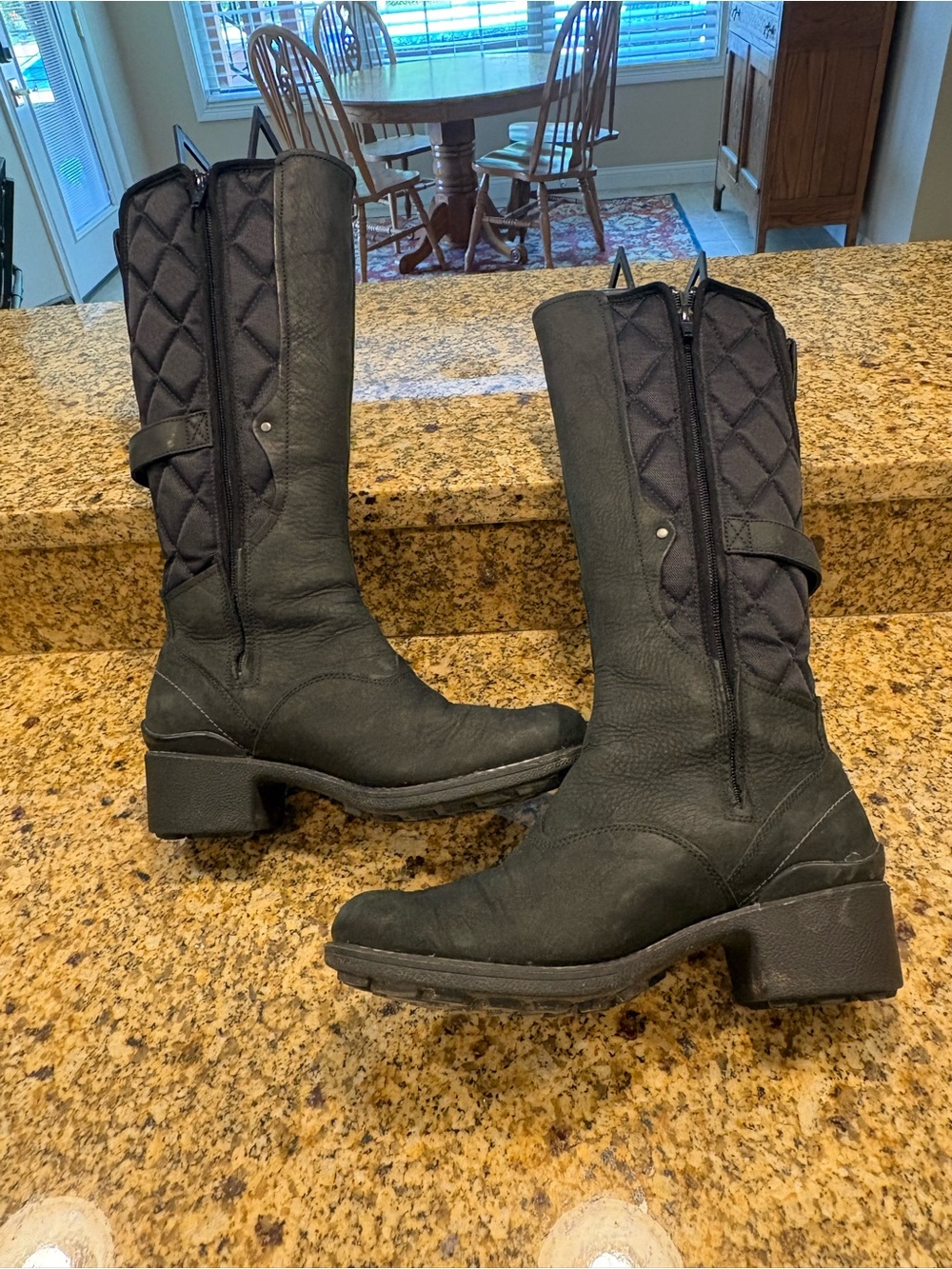 Merrell Chateau Quilted Tall Winter Boots 8.5 Water Resistant Black Leather EUC - Picture 5 of 11